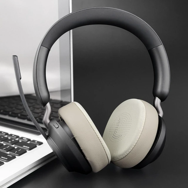 Alt view image 2 of 7 - Cooling Gel Earpads Replacement for Jabra Evolve2 65 (Evolve 2 65MS 65UC MS UC)/Evolve2 40 (40UC 40MS USB)/Elite 45h On-Ear Wireless Headset, Ear Pads Cushions with Ice Silk Fabric - Gold