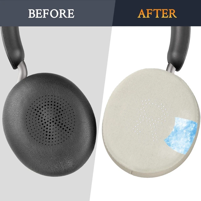Alt view image 5 of 7 - Cooling Gel Earpads Replacement for Jabra Evolve2 65 (Evolve 2 65MS 65UC MS UC)/Evolve2 40 (40UC 40MS USB)/Elite 45h On-Ear Wireless Headset, Ear Pads Cushions with Ice Silk Fabric - Gold