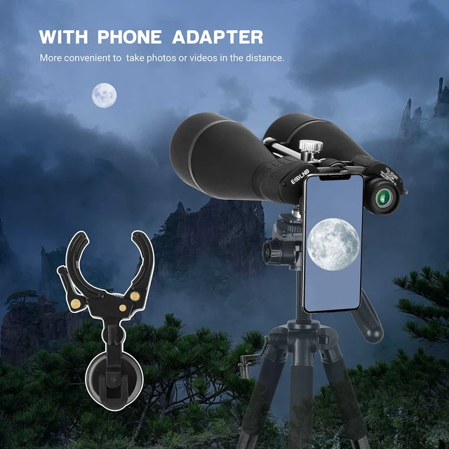 Alt view image 7 of 7 - 15-30X80 Zoom Astronomy Binoculars with Built-in Tripod Mount Giant Binoculars with Phone Adapter and Case for Bird Watching Hunting and Stargazing