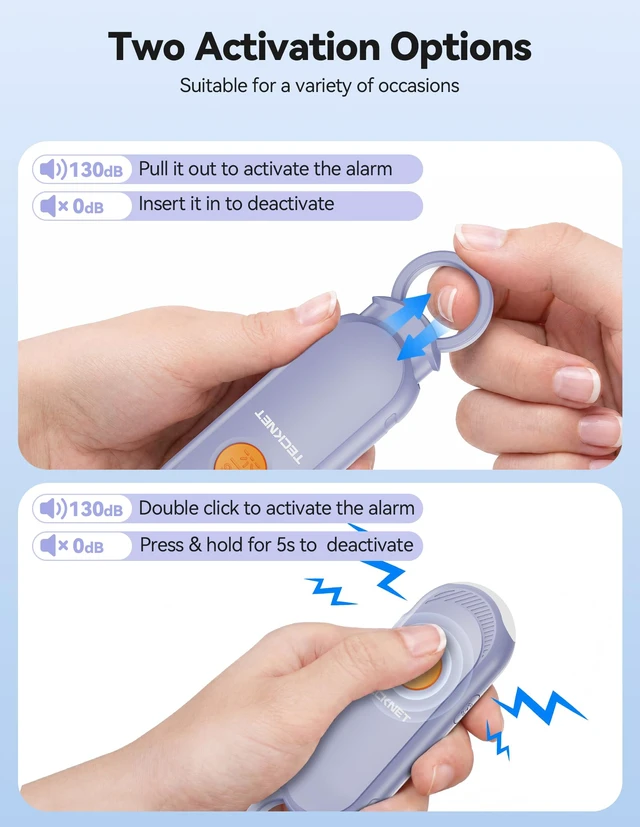 Alt view image 2 of 7 - Personal Safety Alarm, 130dB Rechargeable Alarm Keychain with LED Flashlight, Apple Find My Bluetooth Tracker, Safe Self Defense Alarm Emergency SOS for Women Students & Night Running