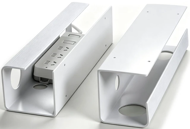 Main image of 2 Pack Large Capacity Cable Management Tray, Under Desk Cable Tray 31.5in(2X L15.7in), PVC Standing Desk Cord Management Ideas, Cable Organizer for Office and Home - White