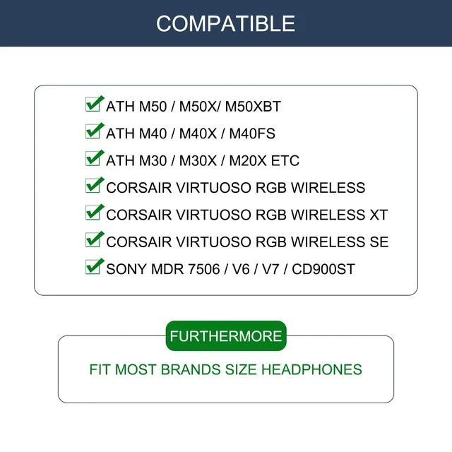 Alt view image 2 of 7 - GEVO Protective Headband Cover for Audio Technica ATH M50, M50X, M50XBT Also for M40X M Series, Corsair Virtuoso, Machine Washable, No More Flaking Leather, Easy Installation, No Tool Needed Black
