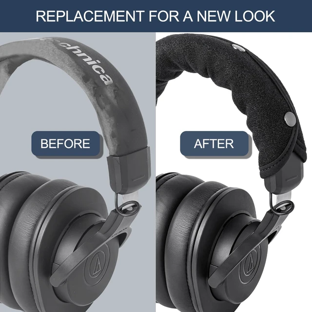 Alt view image 6 of 7 - GEVO Protective Headband Cover for Audio Technica ATH M50, M50X, M50XBT Also for M40X M Series, Corsair Virtuoso, Machine Washable, No More Flaking Leather, Easy Installation, No Tool Needed Black