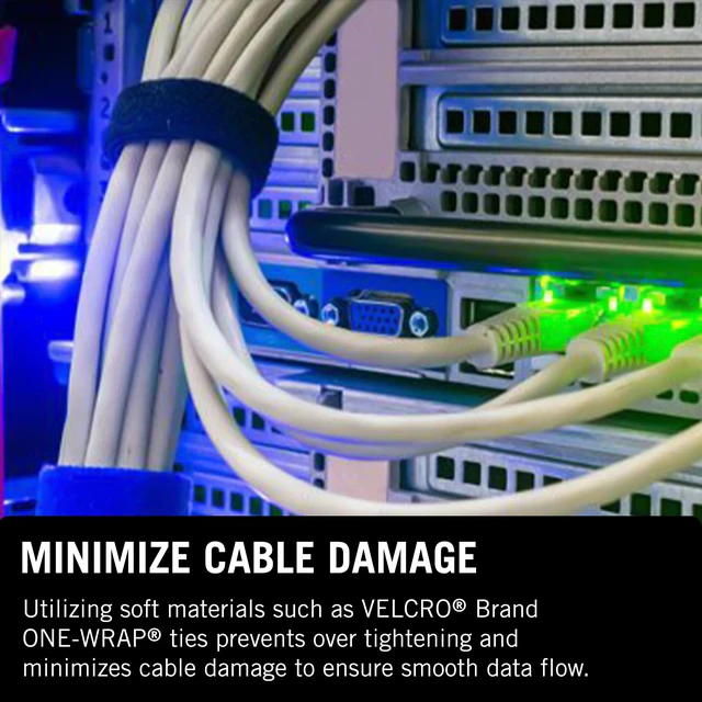 Alt view image 5 of 5 - ONE-WRAP Tape, Double Sided Roll, 3/8in x 25yd, Black, 189754 Secure And Reusable Cable Installation Tape For Structured Cabling, Network Racks, Data Centers, AV, Security, And Telecom
