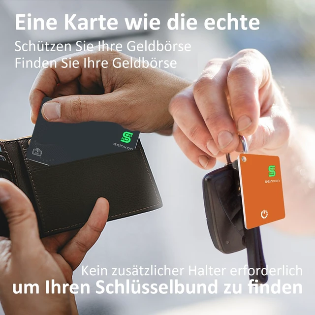 Alt view image 2 of 7 - Wallet Tracker RFID Blocking Card & Mini Keychain Tag Item Finder with Recharge Clip Works with Apple Find My (iOS Only)