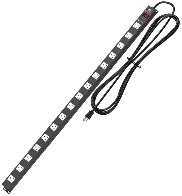 Main image of 16 Outlet Surge Protector Metal Power Strip, 1800J Mountable Power Outlet, Heavy Duty Workshop Metal Power Strip for Commercial, Industrial, School and Home,15A 125V 1875W (6FT)