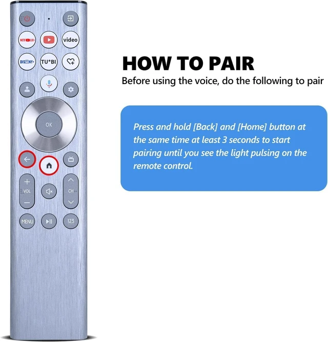 Alt view image 4 of 7 - Replacement Voice Backlit TV Remote Control for Hisense ERF6A80 Compatible with Hisense U6 U7 U8 Series Mini-LED ULED 4K UHD Google Smart TV