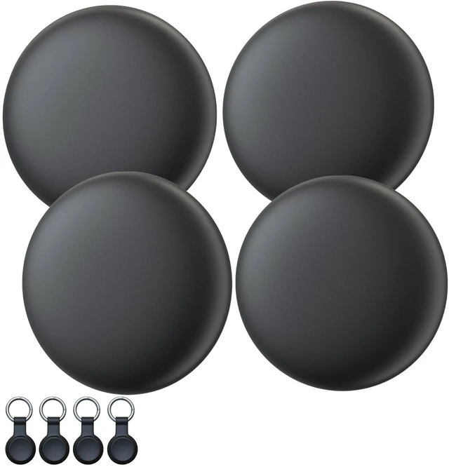 Main image of 2026 New Air Tags-4 packApple MFi CertifiedSmart Bluetooth Tracker 4 Pack (iOS Only),Item Locator Works with Find My,Replaceable Battery Key Finder for Keys,Bags,Luggage,Wallet (Black, A Tag 4Pack)