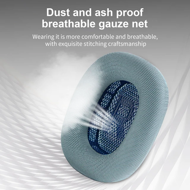 Alt view image 6 of 7 - Ear Cushions for Apple AirPods Max Headphones Replacement Leather Earpads Sweat Proof Ear Cups Cushion Easy to Install with Magnet, Protein Leather and Memory Foam(Blue)