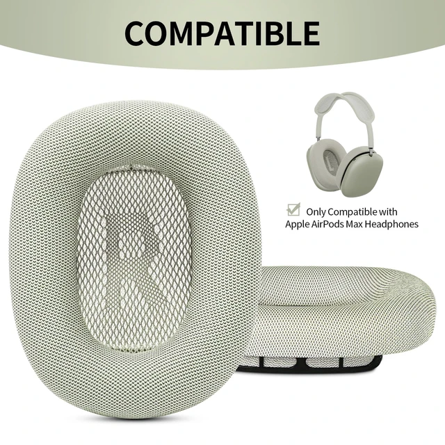 Alt view image 2 of 7 - Ear Cushions for Apple AirPods Max Headphones Replacement Leather Earpads Sweat Proof Ear Cups Cushion Easy to Install with Magnet, Protein Leather and Memory Foam(Silver)