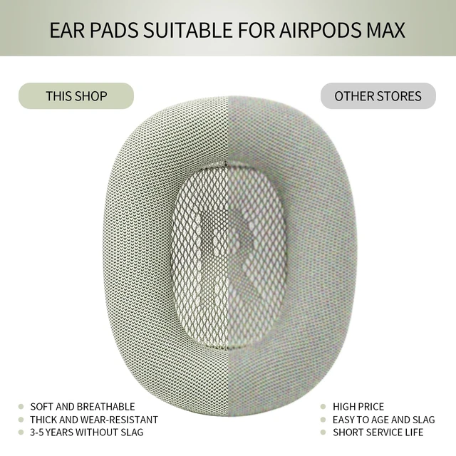 Alt view image 4 of 7 - Ear Cushions for Apple AirPods Max Headphones Replacement Leather Earpads Sweat Proof Ear Cups Cushion Easy to Install with Magnet, Protein Leather and Memory Foam(Silver)