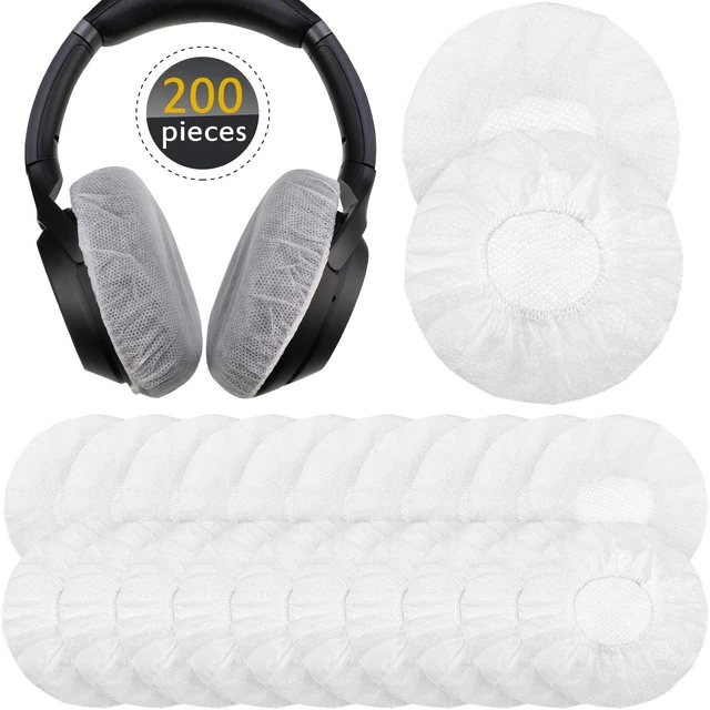 Main image of 200 Pcs Disposable Headphone Ear Covers, M, 8 Cm/ 3.1 Inch, White Non-woven Sanitary Pads for On-ear Headphones, Hygiene Shield for Shared Gear, Sweat-proof, Fits Most Over-ear Headsets