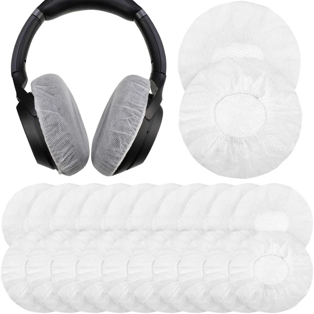 Alt view image 2 of 7 - 200 Pcs Disposable Headphone Ear Covers, M, 8 Cm/ 3.1 Inch, White Non-woven Sanitary Pads for On-ear Headphones, Hygiene Shield for Shared Gear, Sweat-proof, Fits Most Over-ear Headsets