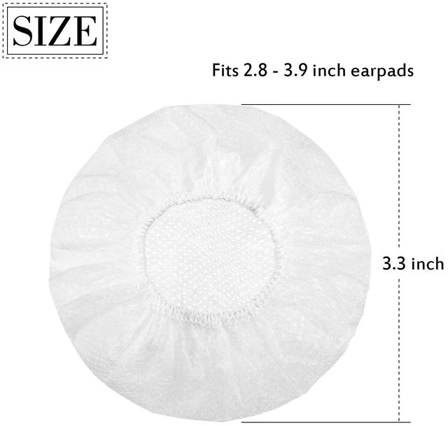 Alt view image 3 of 7 - 200 Pcs Disposable Headphone Ear Covers, M, 8 Cm/ 3.1 Inch, White Non-woven Sanitary Pads for On-ear Headphones, Hygiene Shield for Shared Gear, Sweat-proof, Fits Most Over-ear Headsets