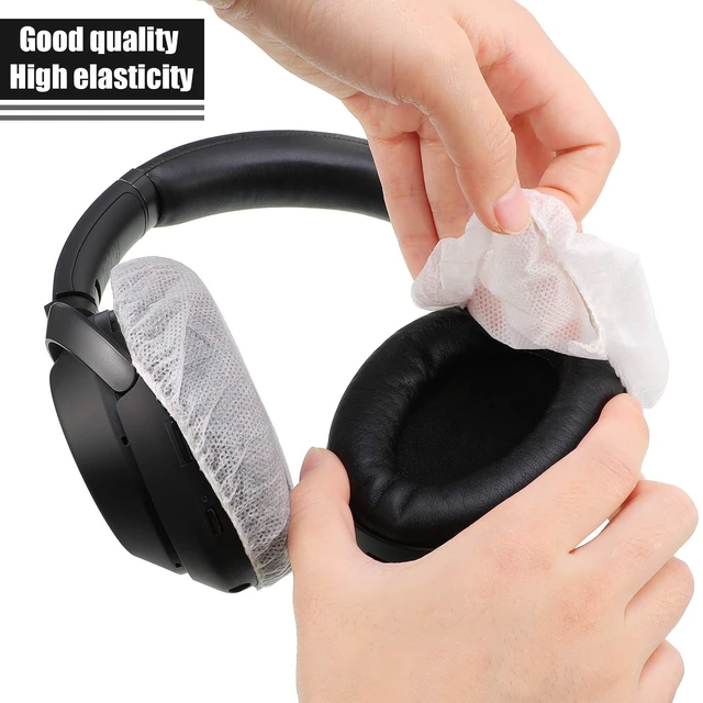 Alt view image 5 of 7 - 200 Pcs Disposable Headphone Ear Covers, M, 8 Cm/ 3.1 Inch, White Non-woven Sanitary Pads for On-ear Headphones, Hygiene Shield for Shared Gear, Sweat-proof, Fits Most Over-ear Headsets
