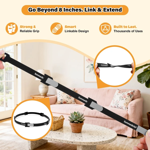 Alt view image 4 of 7 - Cable Ties with Writable Labels, Cord Management, Black, 70 PCS, 8 IN Reusable Cord Organizer Straps, Hook & Loop Wire Management for Electronics, Home Office, PC Desk & Travel