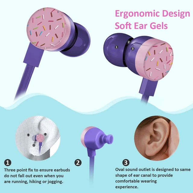 Alt view image 2 of 5 - Donut Earbuds for Kids, Cute Earbud & in-Ear Headphones Wired Gift for School Girls and Boys with Microphone and Lovely Earphones Storage Case