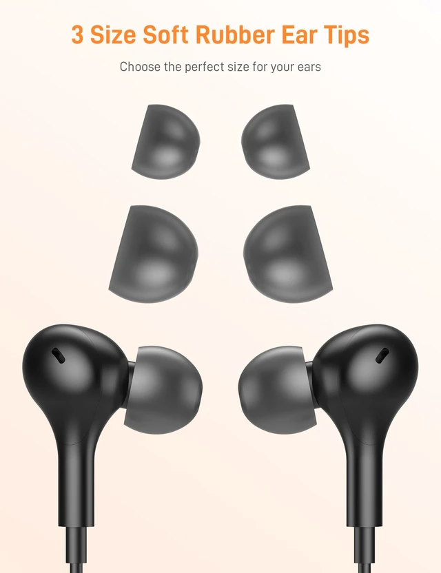 Alt view image 7 of 7 - USB C Headphones for Apple/iPhone Duo 18 17 16 15 Wired Earbuds with Case Soft Small in Ear Buds HiFi Type C USBC Earphones Corded Wire with Microphone Volume Control for Samsung S26 S25/Pixel 11 10