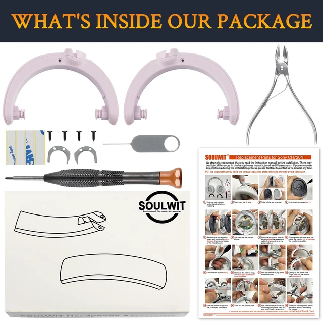 Alt view image 3 of 6 - Headband Hinge Swivel Rotation Joint Pivot Replacement Parts for Sony WH-CH720N(WHCH720N) Noise Canceling Wireless Headphone, Plastic Hanger Bracket Attachment Accessories - Pink