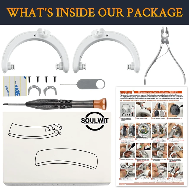 Alt view image 3 of 6 - Headband Hinge Swivel Rotation Joint Pivot Replacement Parts for Sony WH-CH720N(WHCH720N) Noise Canceling Wireless Headphone, Plastic Hanger Bracket Attachment Accessories - White