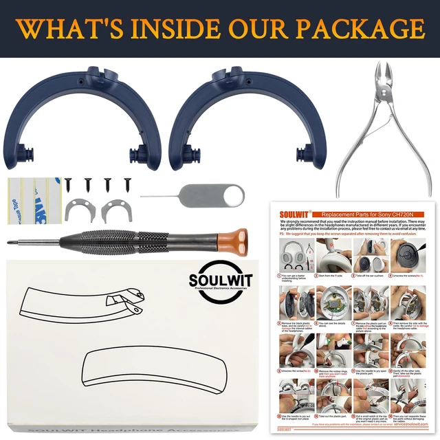 Alt view image 3 of 6 - Headband Hinge Swivel Rotation Joint Pivot Replacement Parts for Sony WH-CH720N(WHCH720N) Noise Canceling Wireless Headphone, Plastic Hanger Bracket Attachment Accessories - Blue