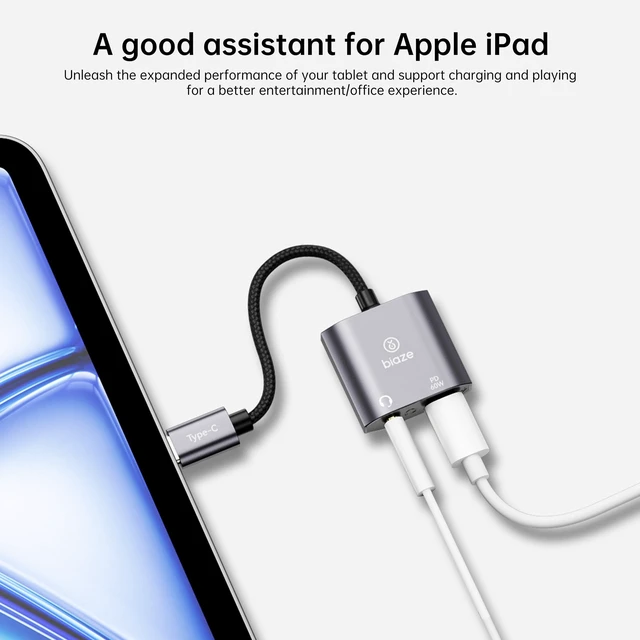 Alt view image 7 of 7 - USBC to 3.5 mm Headphone & Charger Adapter 60 W PD Fast Charging, HiRes DAC, CallReady, Compact Aluminium Splitter for Phone/Android/Tablet