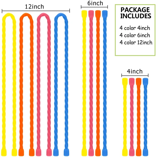 Alt view image 2 of 6 - 12Pcs 4-12inch Silicone Cable Ties Reusable Steel-Core Silicone Twist Ties Colorful Cable Tie Straps for Bundling and Organizing Bendable Holder Strap for Indoor and Out All Purpose, 4 Colors