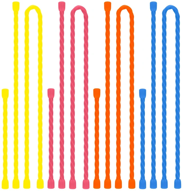Main image of 12Pcs 4-12inch Silicone Cable Ties Reusable Steel-Core Silicone Twist Ties Colorful Cable Tie Straps for Bundling and Organizing Bendable Holder Strap for Indoor and Out All Purpose, 4 Colors