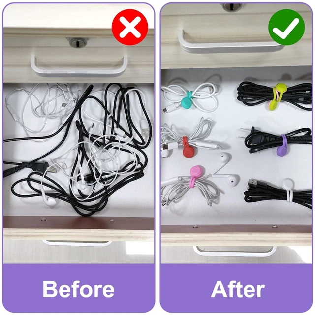 Alt view image 4 of 7 - Reusable Magnetic Cable Ties, 30 Pack Silicone Magnetic Cord Twist Ties Made Of Silicone With Magnet, 10 Assorted Colors, Reusable Cord Organizers for Home, Office and Travel Cable Management