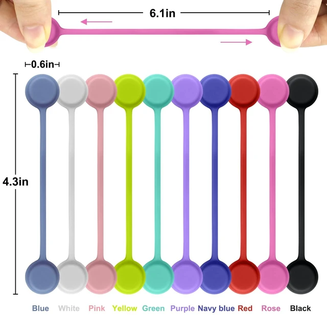 Alt view image 6 of 7 - Reusable Magnetic Cable Ties, 30 Pack Silicone Magnetic Cord Twist Ties Made Of Silicone With Magnet, 10 Assorted Colors, Reusable Cord Organizers for Home, Office and Travel Cable Management