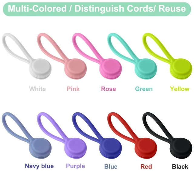 Alt view image 7 of 7 - Reusable Magnetic Cable Ties, 30 Pack Silicone Magnetic Cord Twist Ties Made Of Silicone With Magnet, 10 Assorted Colors, Reusable Cord Organizers for Home, Office and Travel Cable Management