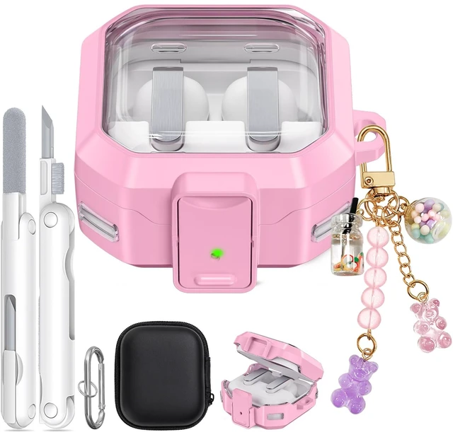 Main image of Secure Lock for Galaxy Buds 4 Pro Case and Buds 4 Case Cover, Clear Soft TPU Case with Cleaner Kit and Keychain for Women Girlu, Cute Cover for Samsung Galaxy Buds 4/4Pro 2026