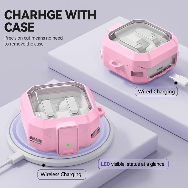 Alt view image 6 of 7 - Secure Lock for Galaxy Buds 4 Pro Case and Buds 4 Case Cover, Clear Soft TPU Case with Cleaner Kit and Keychain for Women Girlu, Cute Cover for Samsung Galaxy Buds 4/4Pro 2026
