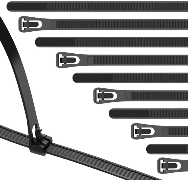 Main image of 20 Inch Black Resuable Long Zip Ties Heavy Duty 100 Pcs 120 LBS Releasable cable ties, Adjustable Tie wrap, Removable Wire Ties, UV Resistant for Indoor and Outdoor Use
