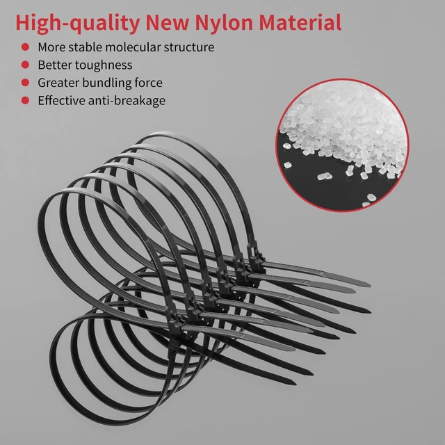 Alt view image 4 of 6 - 20 Inch Black Resuable Long Zip Ties Heavy Duty 100 Pcs 120 LBS Releasable cable ties, Adjustable Tie wrap, Removable Wire Ties, UV Resistant for Indoor and Outdoor Use