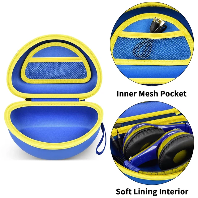 Alt view image 3 of 7 - Kids Headphone Case for eKids, for Beats Solo4 Headphones, Deepblue Hard Shell Case with Mesh Cable Pocket for Kids Headsets, Organized Storage for Home and travel, Box Only