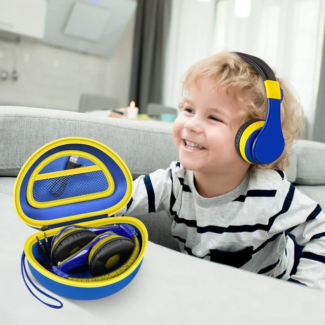 Alt view image 7 of 7 - Kids Headphone Case for eKids, for Beats Solo4 Headphones, Deepblue Hard Shell Case with Mesh Cable Pocket for Kids Headsets, Organized Storage for Home and travel, Box Only