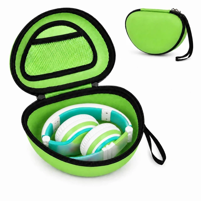 Main image of Kids Headphone Case for eKids, for Beats Solo4 Headphones, Green Hard Shell Case with Mesh Cable Pocket for Kids Headsets, Organized Storage for Home and travel, Box Only
