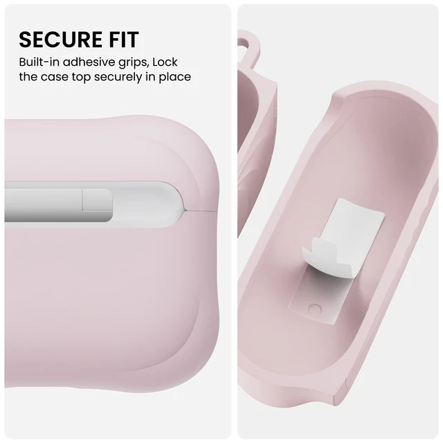 Alt view image 4 of 7 - Vortuxe for AirPods Pro 3 Case, Liquid Silicone, Chalk Pink Velvety Soft Touch, 2X MIL-STD Drop Protection, Elevated Corner Design, Sleek Vortex Pattern, LED Visible, Carabiner Included