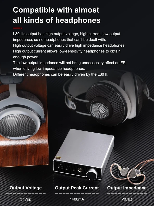 Alt view image 6 of 7 - L30 II NFCA Headphone Amplifier, 0.3uV Ultra-Low Noise, 144dB Dynamic Range, 0.00006% THD+N, Three Gain Settings, Compatible with High/Low Impedance Headphones (L30 II - Silver)