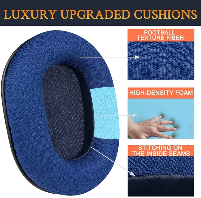 Alt view image 3 of 4 - Mesh Earpads for ATH M50X Headphones - Blue for Audio Technica M50X/M40X/M30X/M20X/MSR7/SX1 Monitor Headphones