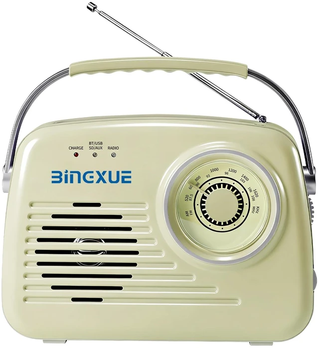 Main image of Radios Portable AM FM, Battery Powered and Plug in Wall for Home/Outdoor/Kitchen, Vintage Retro Radio with Bluetooth, Large Dial Easy to Use (Beige)