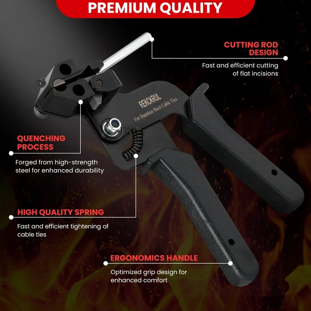 Alt view image 2 of 7 - Stainless Steel Cable Tie Gun Set Metal Zip Tie Tool Kit (Black) Heavy Duty, 150PCS Self-Locking Ties, Adjustable Fastening & Cutting Tool for Outdoor Fencing, Automotive, Exhaust Pipes