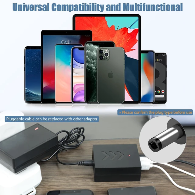 Alt view image 3 of 7 - DC Converter 8-30V to 5V/9V/12V USB Step Down Converter Multi-Port Power Adapter with Battery Clip Charger Portable for iPhone Android Samsung and Tablet Chargers