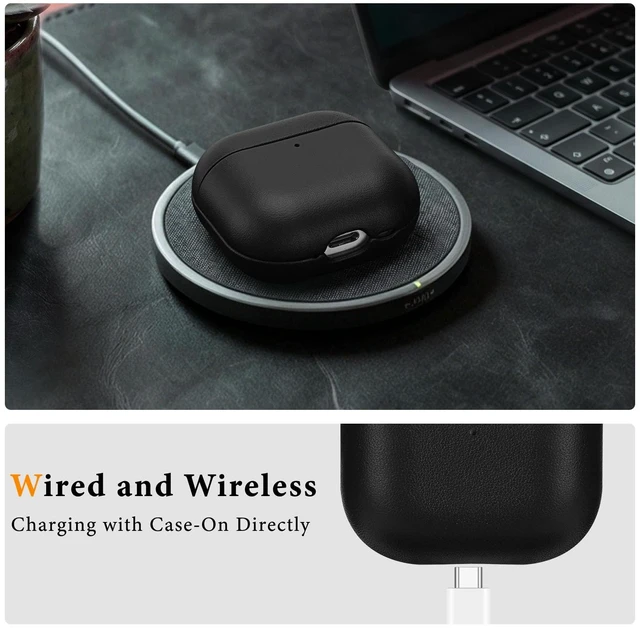 Alt view image 4 of 7 - Genuine Leather AirPods 5 & AirPods 4 Case Compatible with MagSafe Handcrafted Vintage Leather Develops Unique Patina, Shockproof Drop Protection Ideal for Business Commute and Daily Use