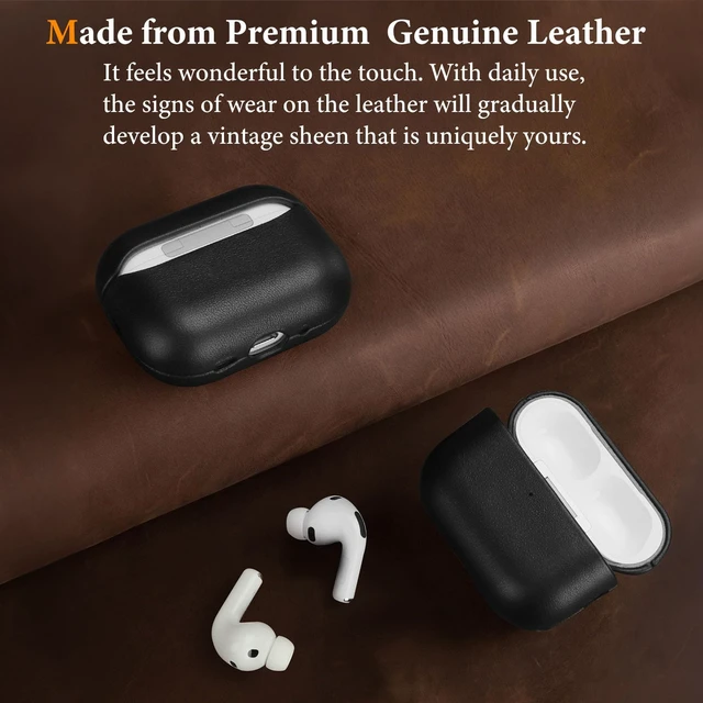 Alt view image 6 of 7 - Genuine Leather AirPods Pro 3 Case Compatible with MagSafe Handcrafted Vintage Leather Develops Unique Patina. Shockproof Drop Protection Ideal for Business Commute and Daily Use