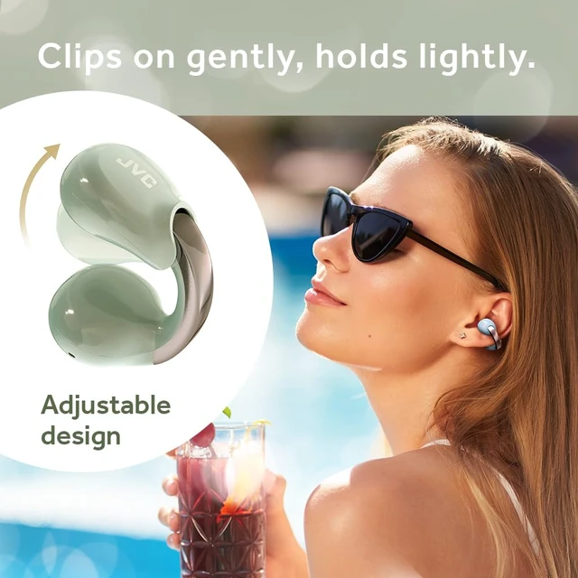Alt view image 4 of 7 - Nearphones Pearl Edition - Earcuff True Wireless Earbuds with Shiny Arch, Comfortable fit, Multipoint Connection, Bluetooth 5.3, 24H Battery Life - HANP1T-GN (Salty Olive)