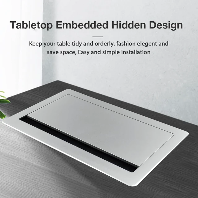 Alt view image 2 of 7 - Conference Table Power hub Conference Table connectivity Box recessed Outlet Desk Outlet recessed Power Strip USB-c 65Woutlet Plug with USB Ports countertop Outlet Socket (Silver)