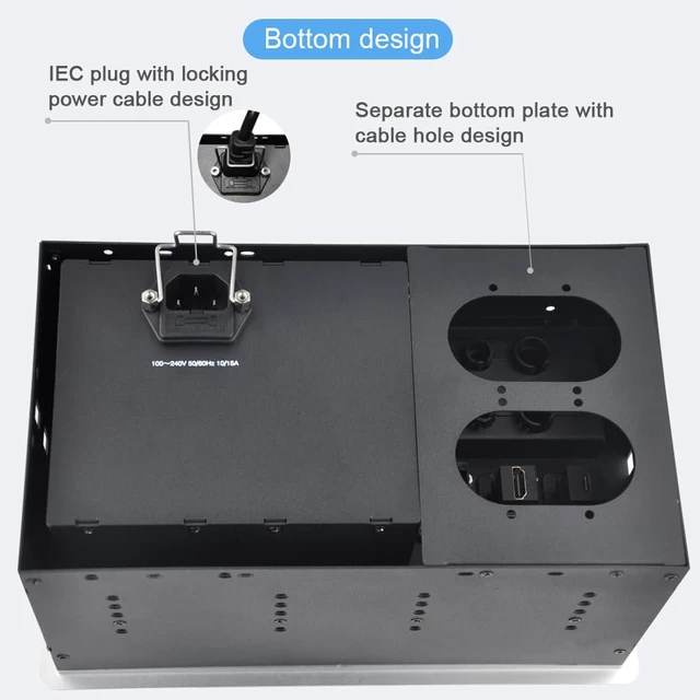 Alt view image 5 of 7 - Conference Table Power hub Conference Table connectivity Box recessed Outlet Desk Outlet recessed Power Strip USB-c 65Woutlet Plug with USB Ports countertop Outlet Socket (Silver)
