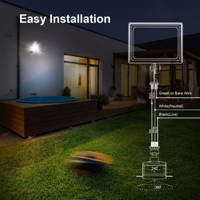 Alt view image 7 of 7 - 240° & 360° Replacement Motion Sensor, Adjustable Time & Detection Sensitivity Up to 70 Feet Range, 4 Working Modes Outdoor Motion Detector for Security Floodlight, Brown, UL Listed